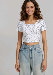 Cute Floral Print Crop Top