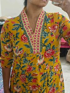 Vibrant Floral Yellow Kurta