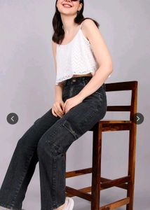 Acid Wash Cargo Jeans