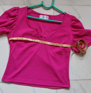 Vibrant Pink Puff Sleeve Top