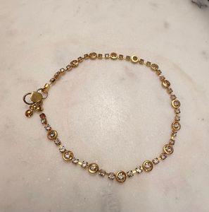 Delicate Gold Anklet with Rhinestones