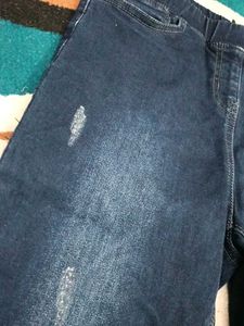 Girls' Blue Distressed Denim Jeans