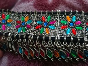 Oxidised Silver Multicolour Jwellery Set