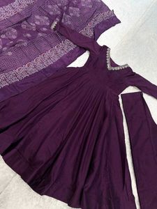 Embroidery work purple 3 Piece Kurta SEt 💜