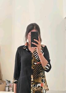 Unique Animal Print Button Down Top