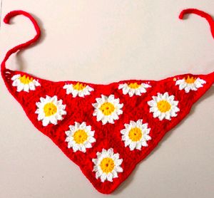 Handmade Crochet Daisy Square Bandana