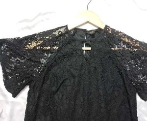 Black Lace Floral Blouse