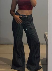 Striped Wide Leg Flared Pants