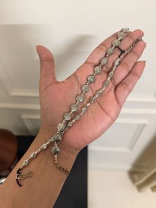 Set of 2 Unique Oxidized Silver Anklets