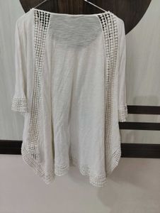 Boho White Crochet Trim Tunic