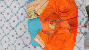 Beautiful Orange &amp; Blue Saree