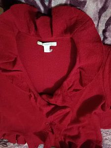 Red Ruffle Cardigan