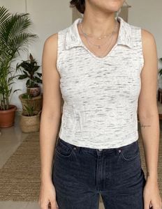 Sleeveless Collared Knit Top