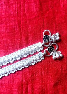 Elegant Silver Anklets with Bells