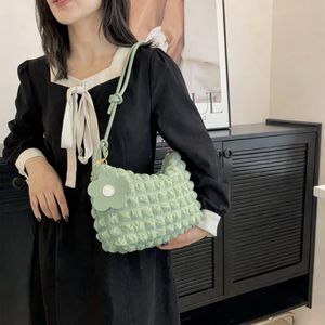 Cute Pink Puffed Handbag with Flower Charm