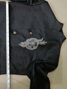 Elegant Black Jacket coat with Silver Embellishmen