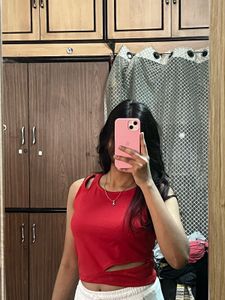 Red Cutout Tank Top