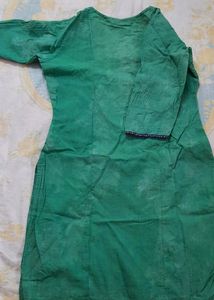 Rene green cotton kurta with 3 quarter sleeves