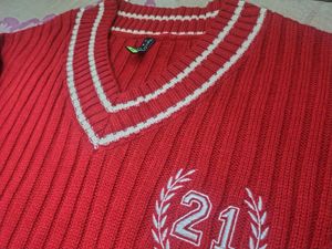 Tokyo Talkies Red Ribbed Acrylic Sweater Vest