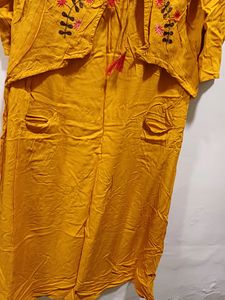 Yellow Kurti With Attach Jacket Style For Women