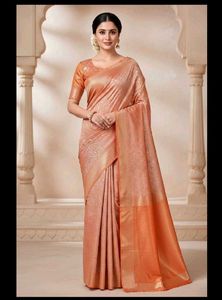Elegant Peach Silk Saree with blouse pc