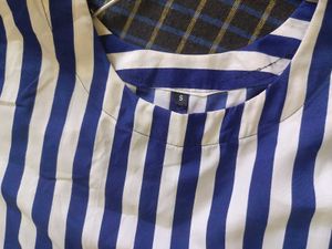 white and blue Striped Kurta