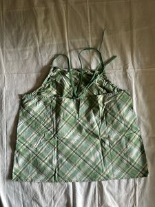 Green Plaid Spaghetti Strap Top