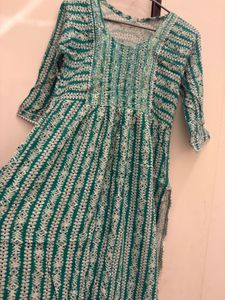 Chic Teal Ethnic Print Maxi Dress