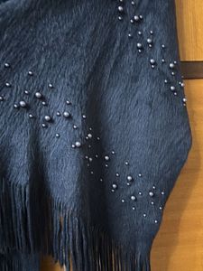 Stylish Blue Faux Fur Cape Shawl
