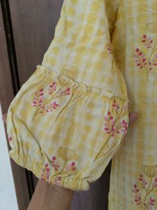 Yellow Floral Print Kurta