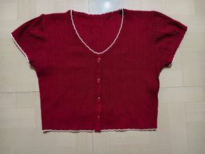 Ribbed Button-Up Cropped Top
