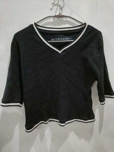 black white line top for women