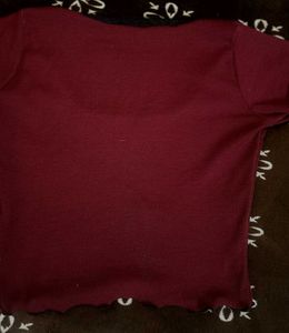 Cute Burgundy Ribbed Top