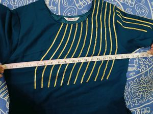 🇳🇿💫🎀Elegant Teal Blue Gown with Golden Stripes