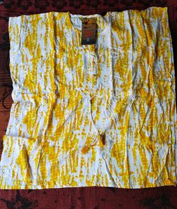 Yellow Anouk kaftan kurti pant set