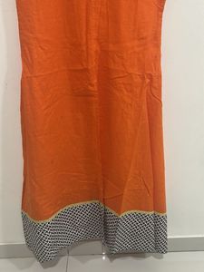 Vibrant Orange Sleeveless Slit Kurta