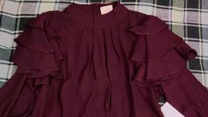 Maroon Ruffled Sleeve Top