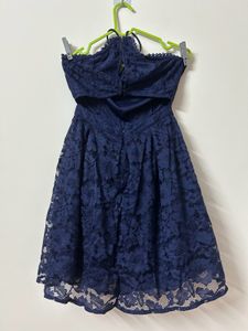Navy Blue Dress With Back Cutout