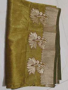 Beautiful Olive Green Saree with Floral Border....