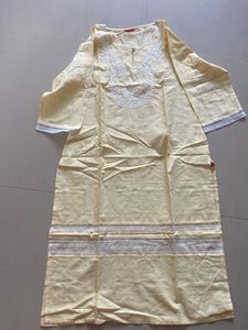 Elegant Yellow Kurta with White Embroidery
