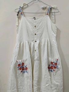 Sleeveless White Floral Dress