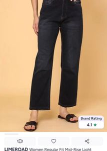 limeroad Women's Dark Wash black Straight Leg Jean