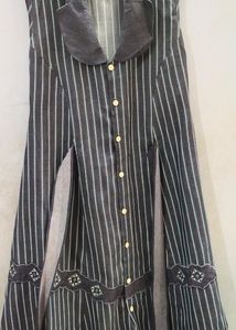 ❗ Price Drop ❗Stripped Blue Long Vest with Collor