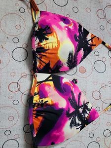 Vibrant Tropical Print Bikini Top
