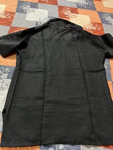 Pure Linen Black Kurta For Boys