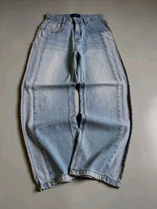Y2k Shaded Blue Baggy Jeans