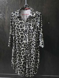 Leopard Print Button-Up Shirt Dress