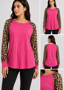 Chic Pink & Leopard Print Raglan Top