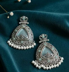 Stunning Oxidized Silver Jhumkas