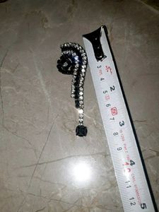 Sparkling Black &amp; Clear Rhinestone Brooch